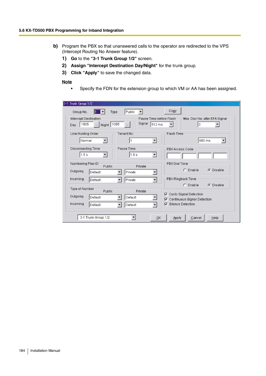 Panasonic KX-TVM50 installation manual KX-TD500 PBX Programming for Inband Integration 