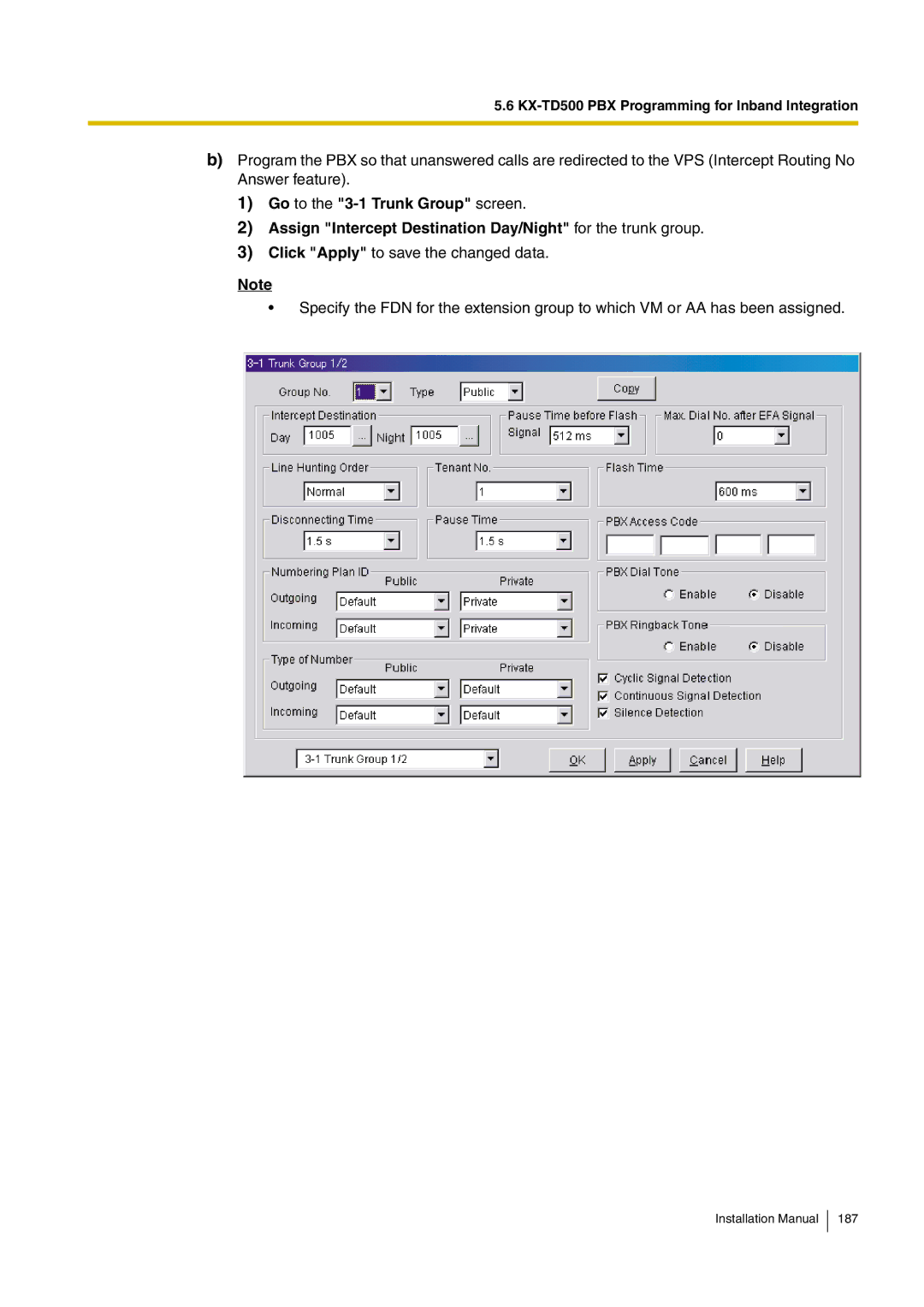 Panasonic KX-TVM50 installation manual KX-TD500 PBX Programming for Inband Integration 