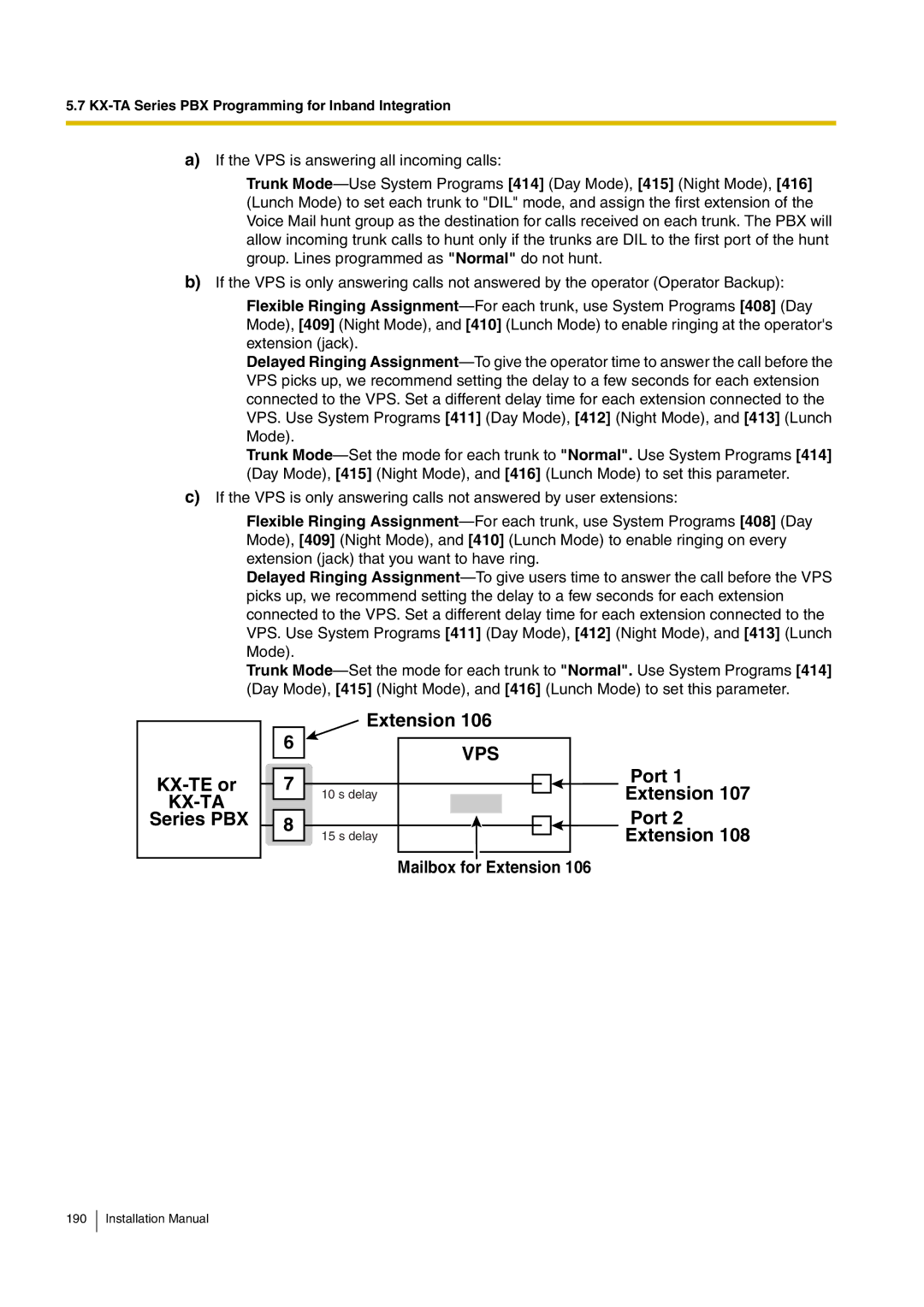 Panasonic KX-TVM50 installation manual Mailbox for Extension 