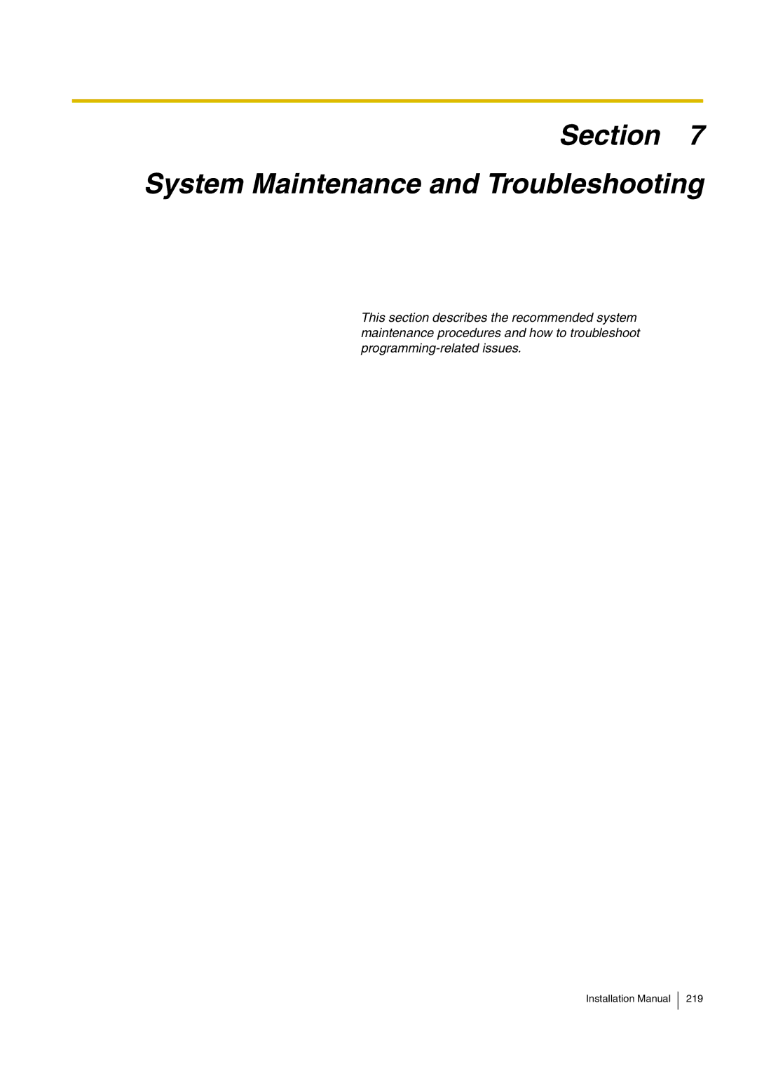 Panasonic KX-TVM50 installation manual Section System Maintenance and Troubleshooting 