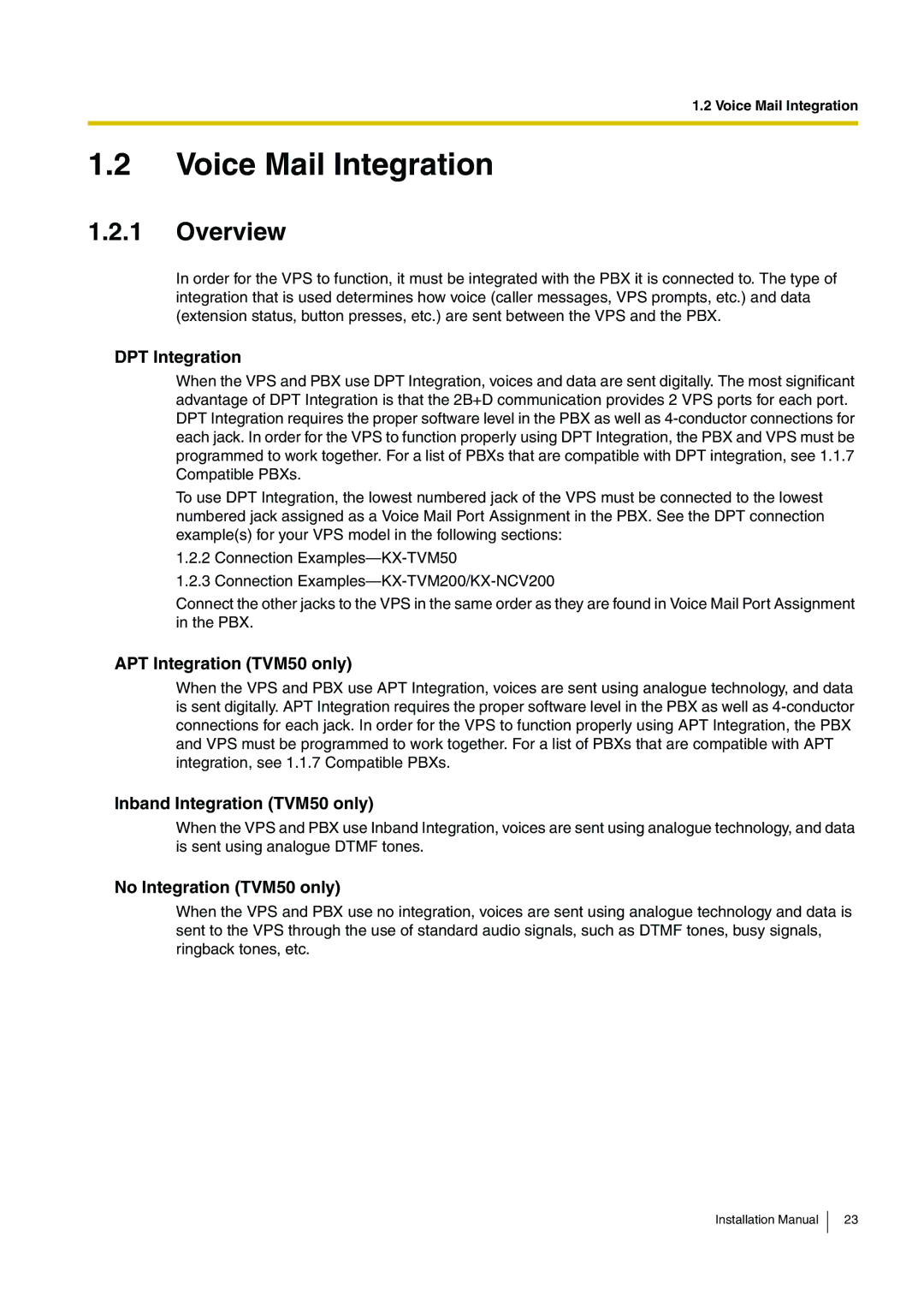 Panasonic KX-TVM50 installation manual Voice Mail Integration, Overview 