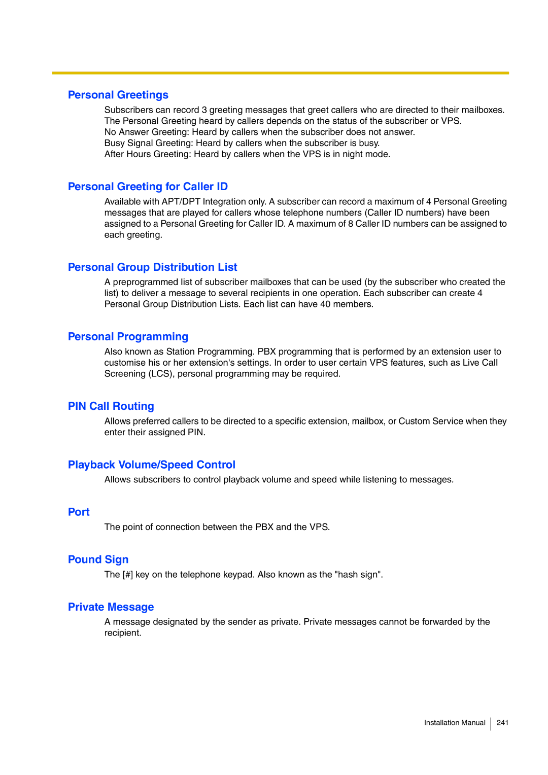 Panasonic KX-TVM50 installation manual Playback Volume/Speed Control 