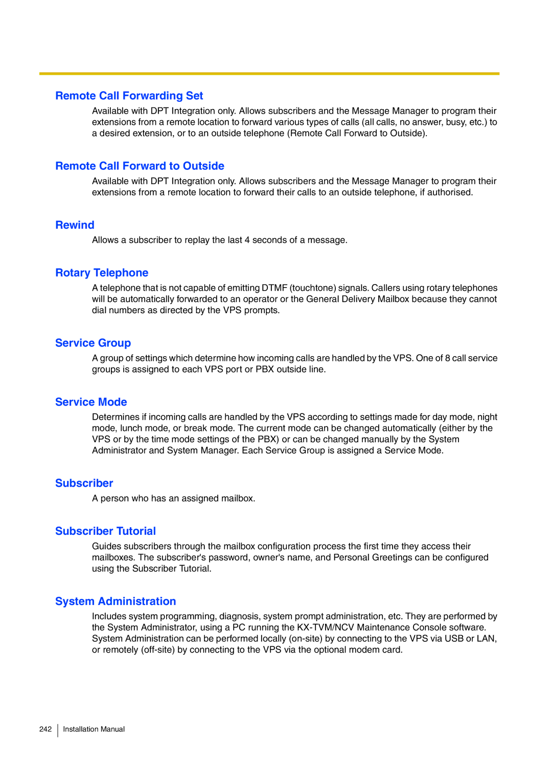 Panasonic KX-TVM50 installation manual Rewind 