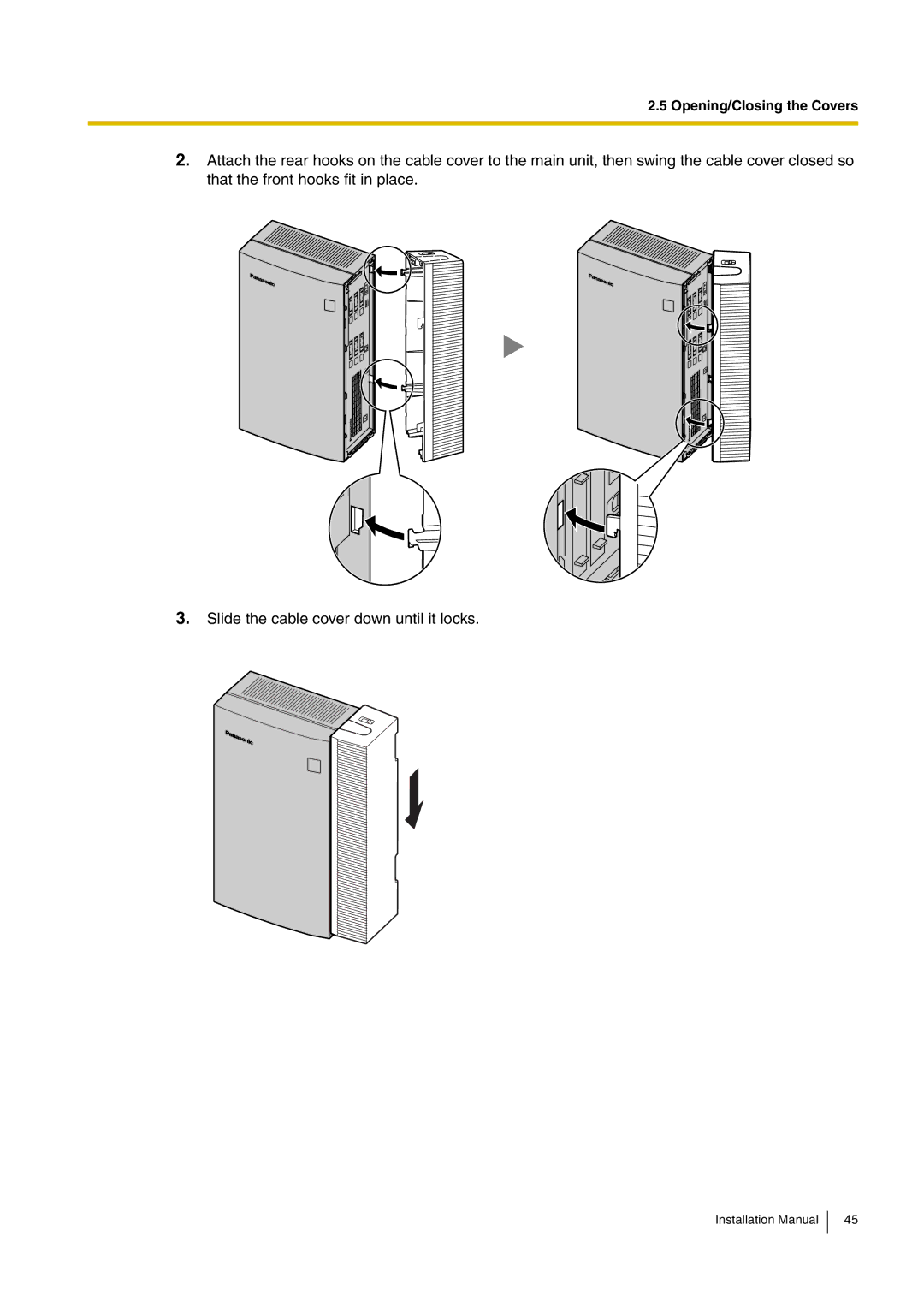 Panasonic KX-TVM50 installation manual Opening/Closing the Covers 