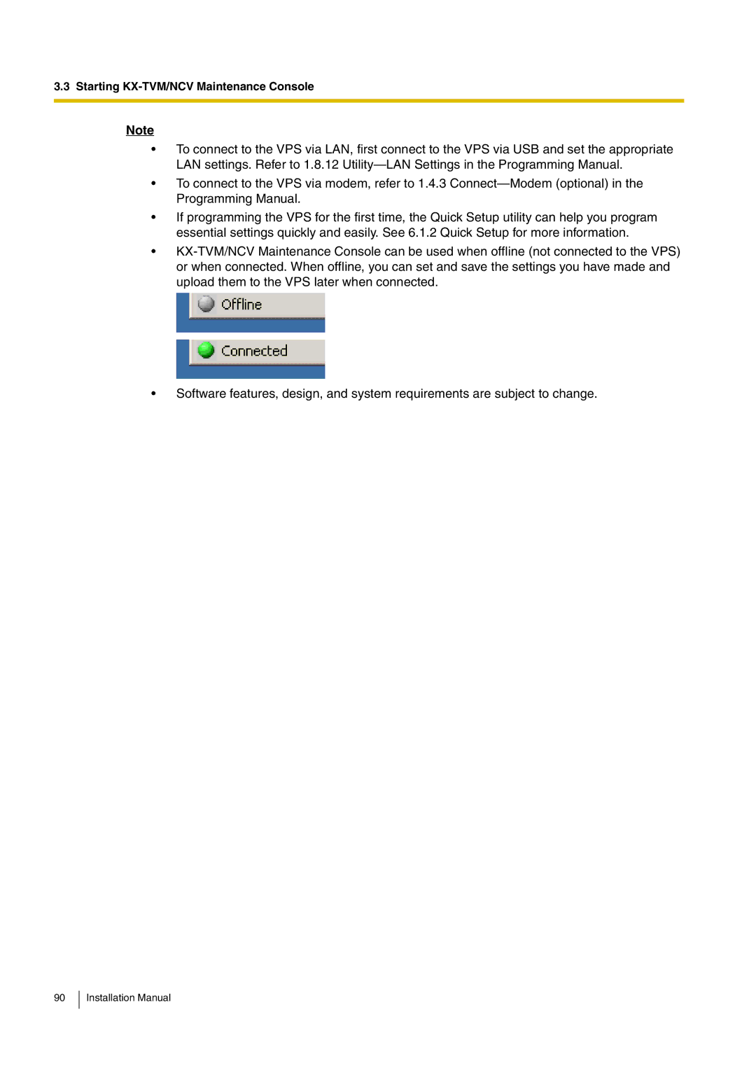 Panasonic KX-TVM50 installation manual Starting KX-TVM/NCV Maintenance Console 