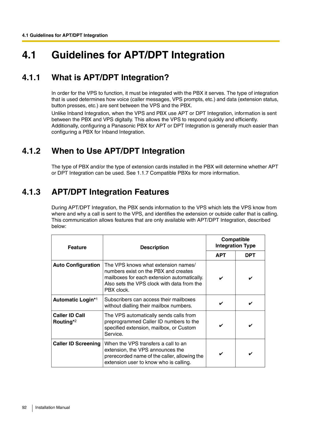 Panasonic KX-TVM50 Guidelines for APT/DPT Integration, What is APT/DPT Integration?, When to Use APT/DPT Integration 