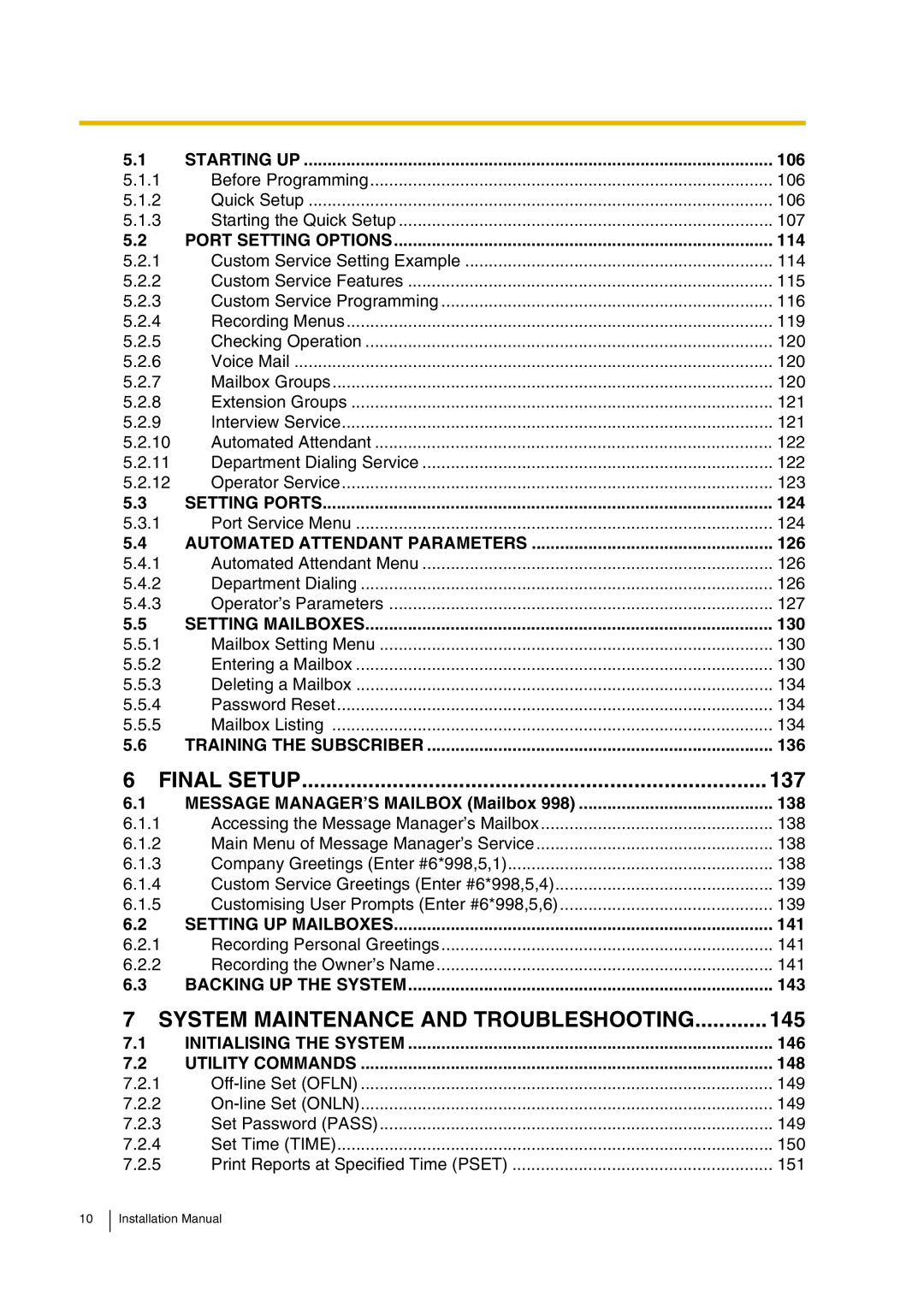 Panasonic KX-TVP200 installation manual Final Setup 