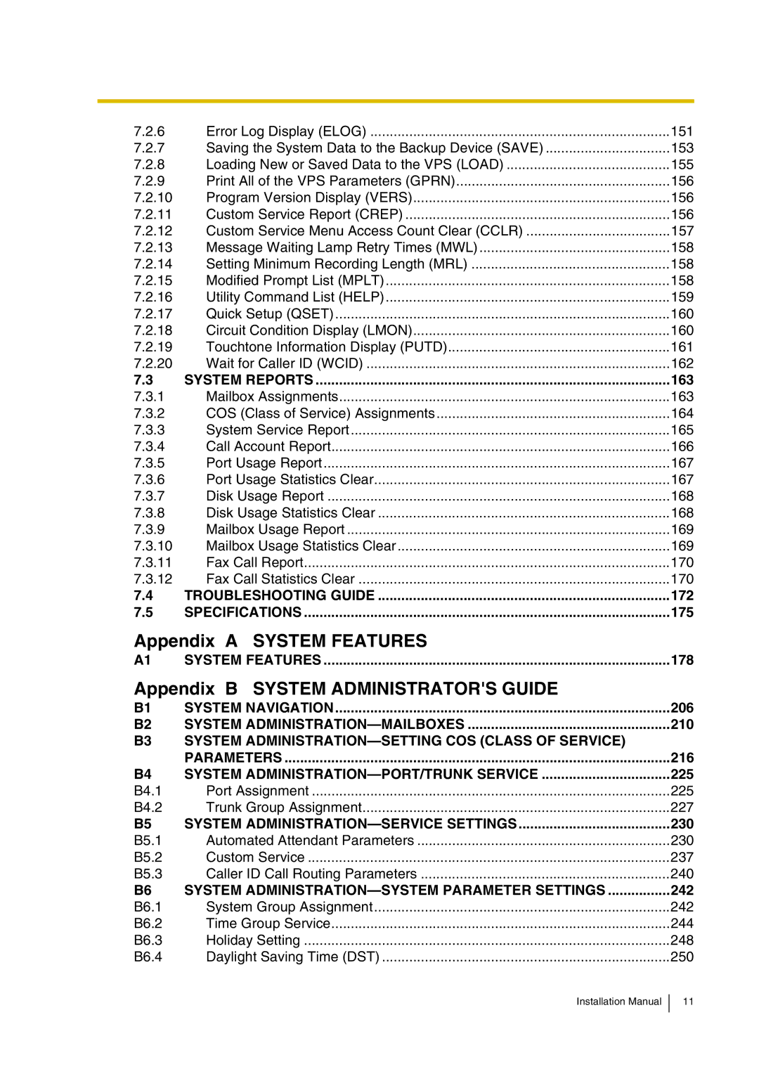 Panasonic KX-TVP200 installation manual System Features 