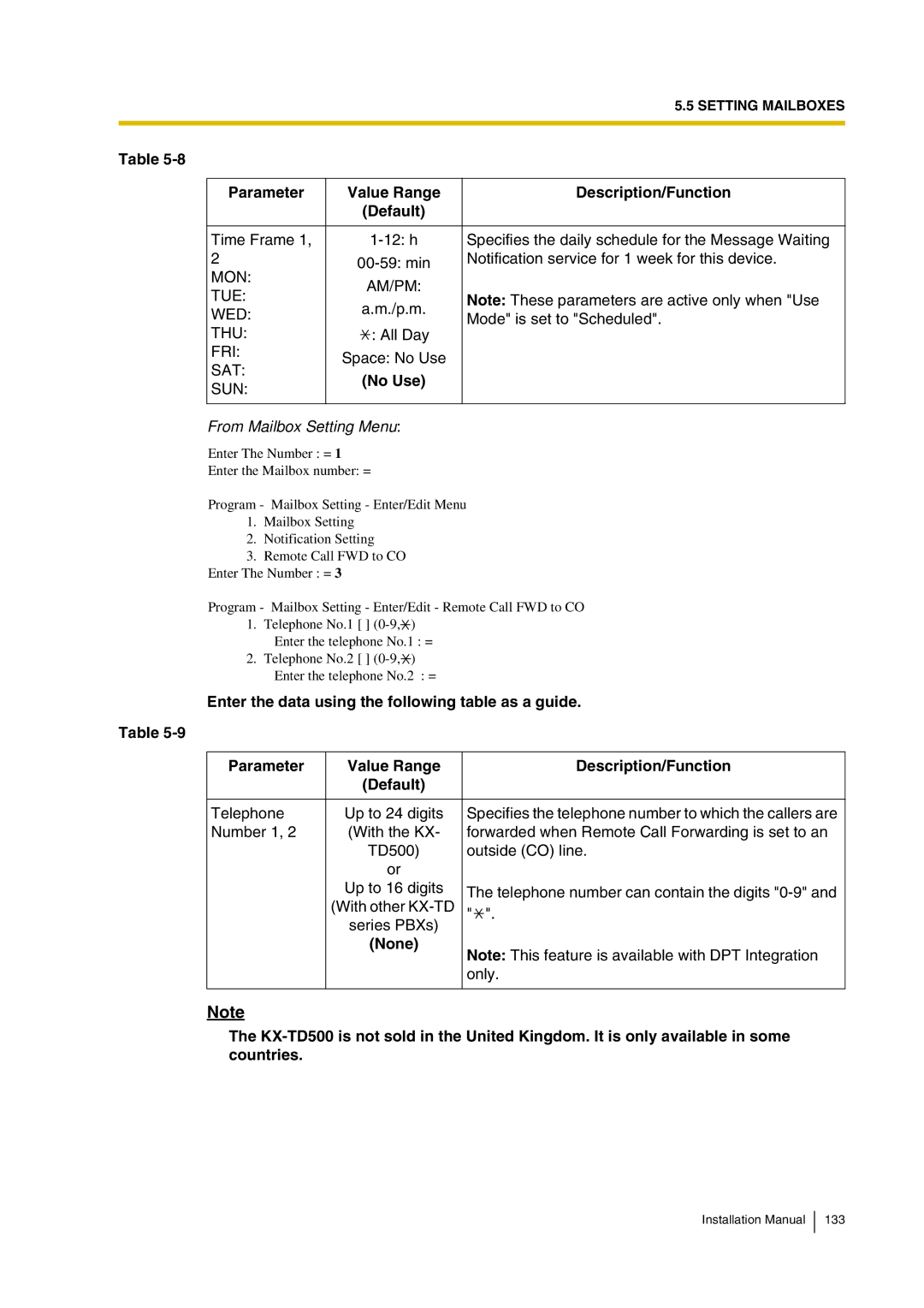 Panasonic KX-TVP200 installation manual No Use 