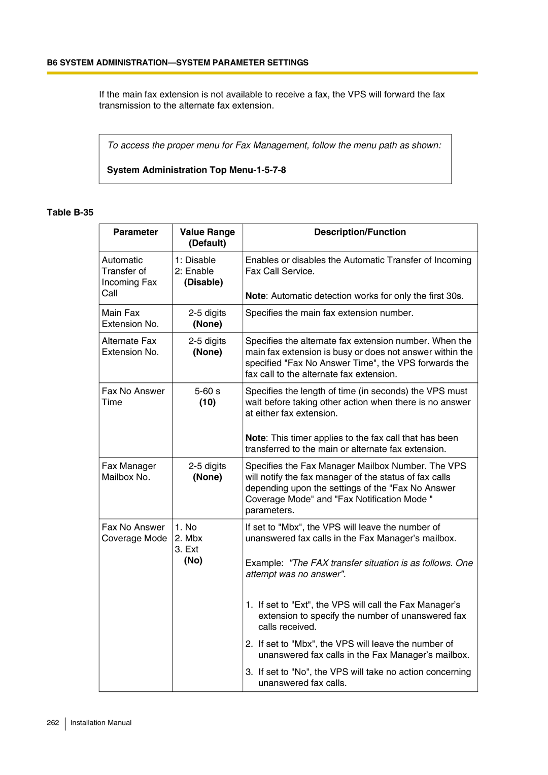 Panasonic KX-TVP200 installation manual Example The FAX transfer situation is as follows. One, Attempt was no answer 