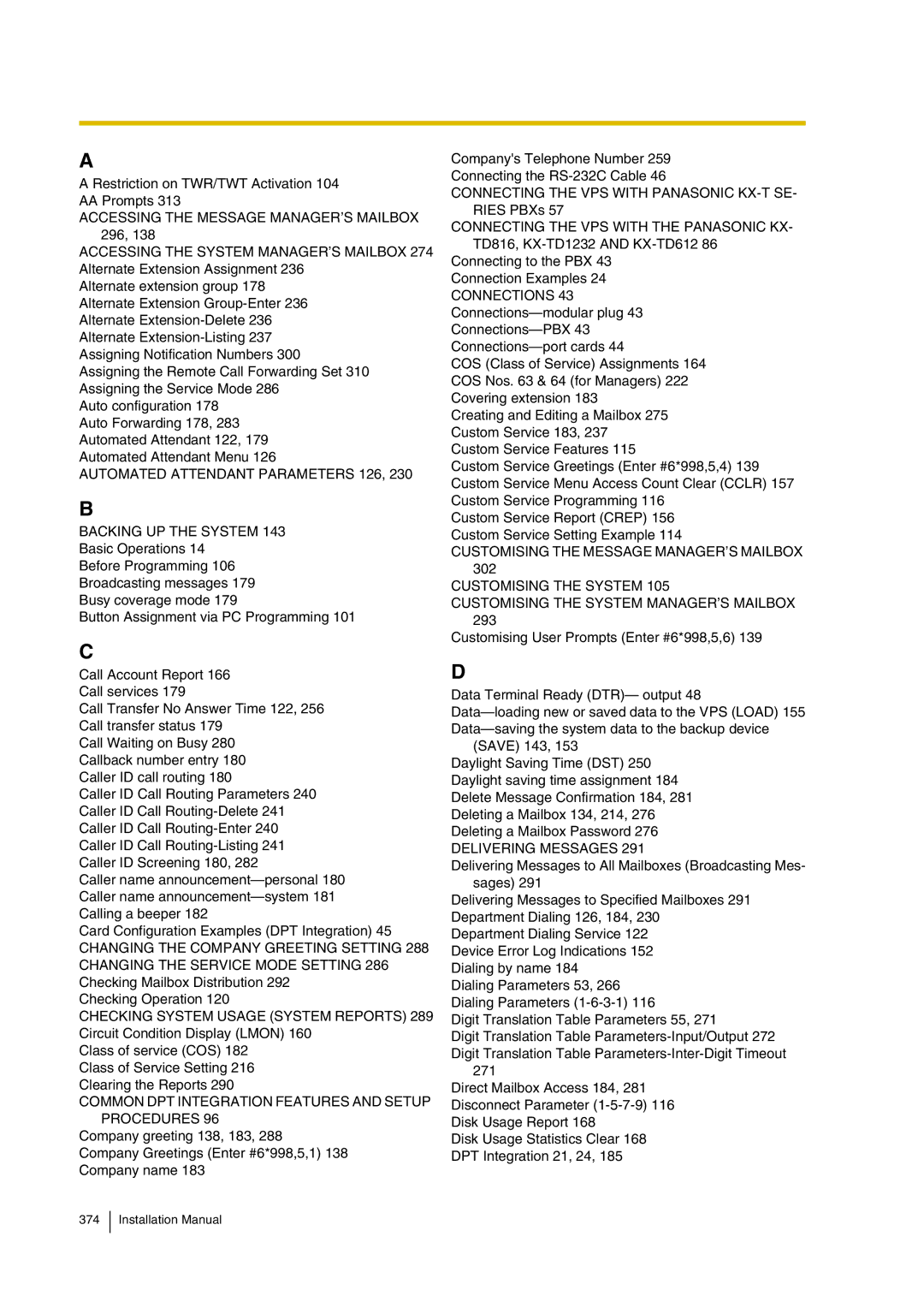 Panasonic KX-TVP200 installation manual Accessing the Message MANAGER’S Mailbox 296 