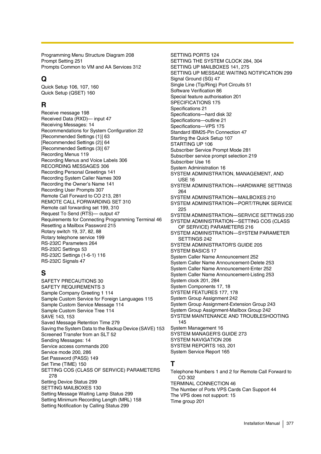 Panasonic KX-TVP200 installation manual Setting COS Class of Service Parameters 