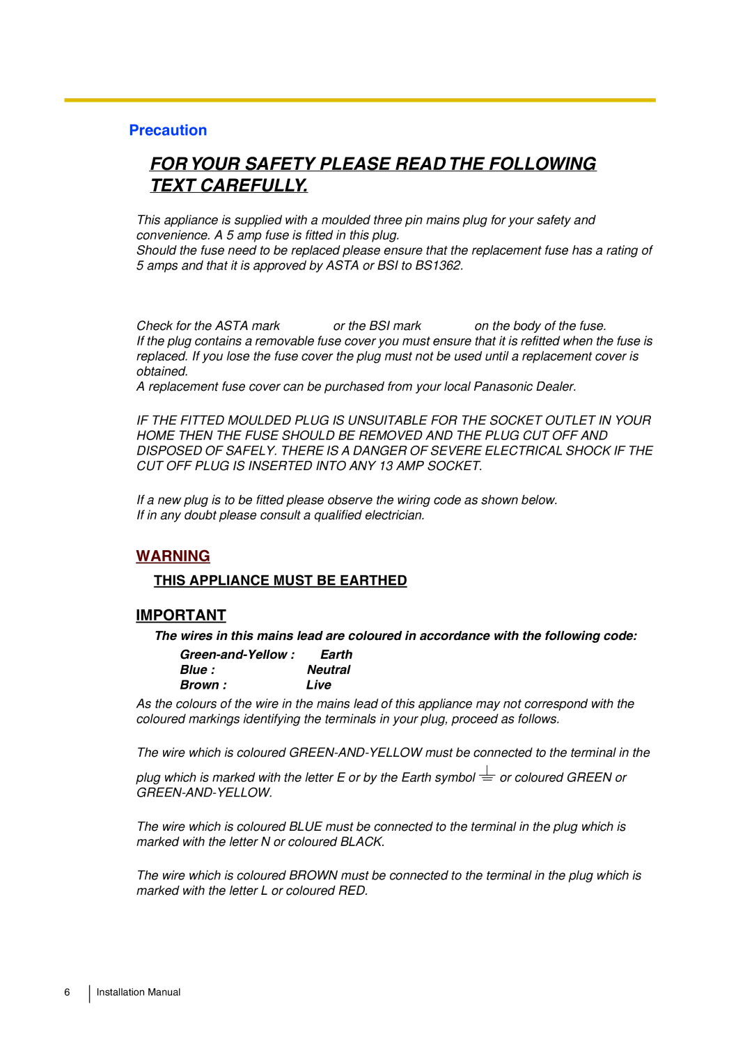 Panasonic KX-TVP200 installation manual For Your Safety Please Read the Following Text Carefully, Precaution 