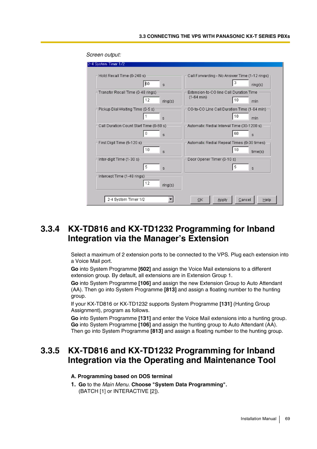 Panasonic KX-TVP200 installation manual Screen output 