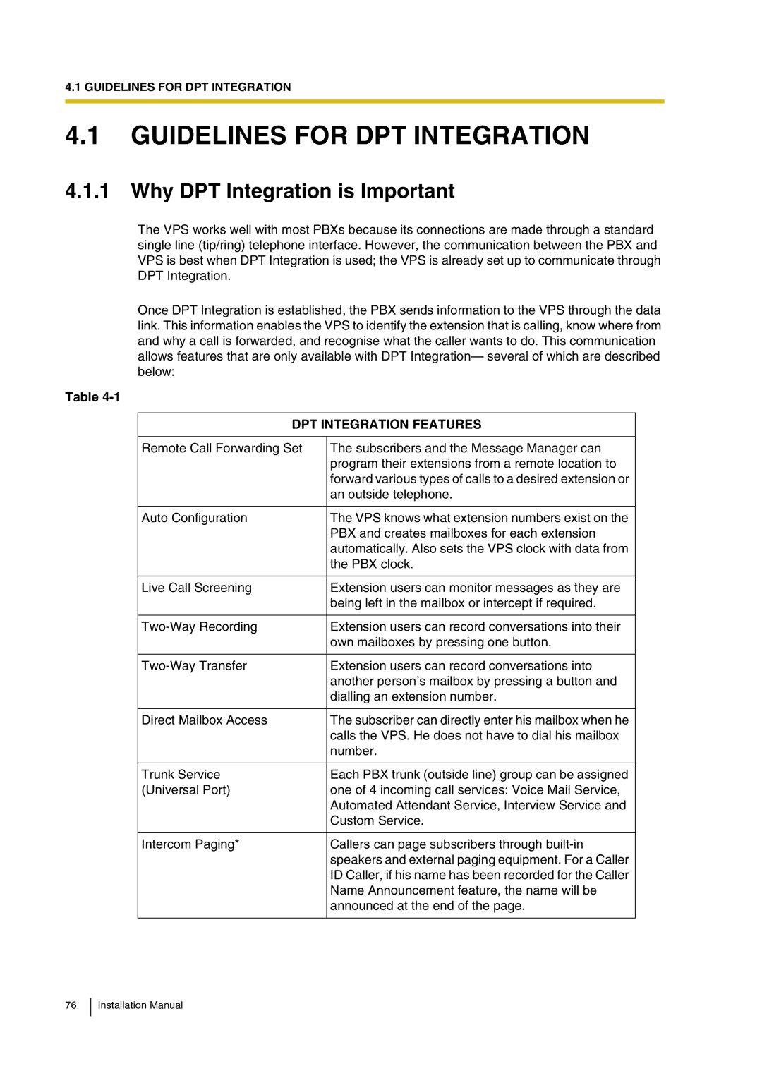 Panasonic KX-TVP200 installation manual Guidelines for DPT Integration, Why DPT Integration is Important 