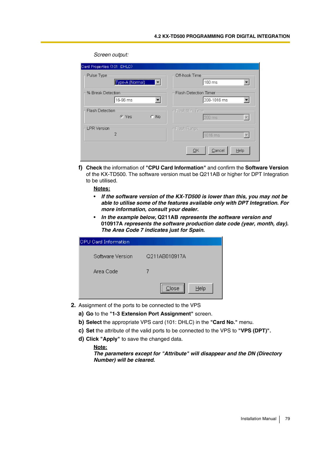 Panasonic KX-TVP200 installation manual Assignment of the ports to be connected to the VPS 