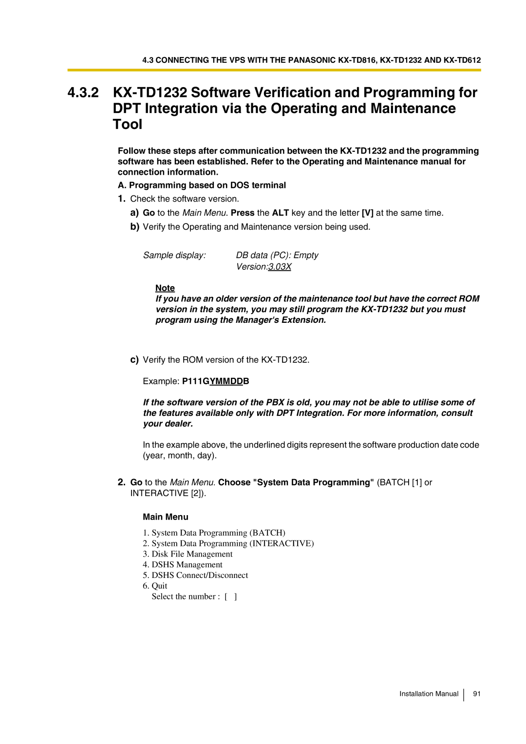 Panasonic KX-TVP200 installation manual Sample display DB data PC Empty Version 