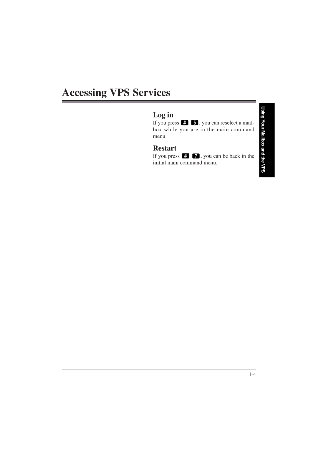 Panasonic KX-TVP200E manual Log, Restart 