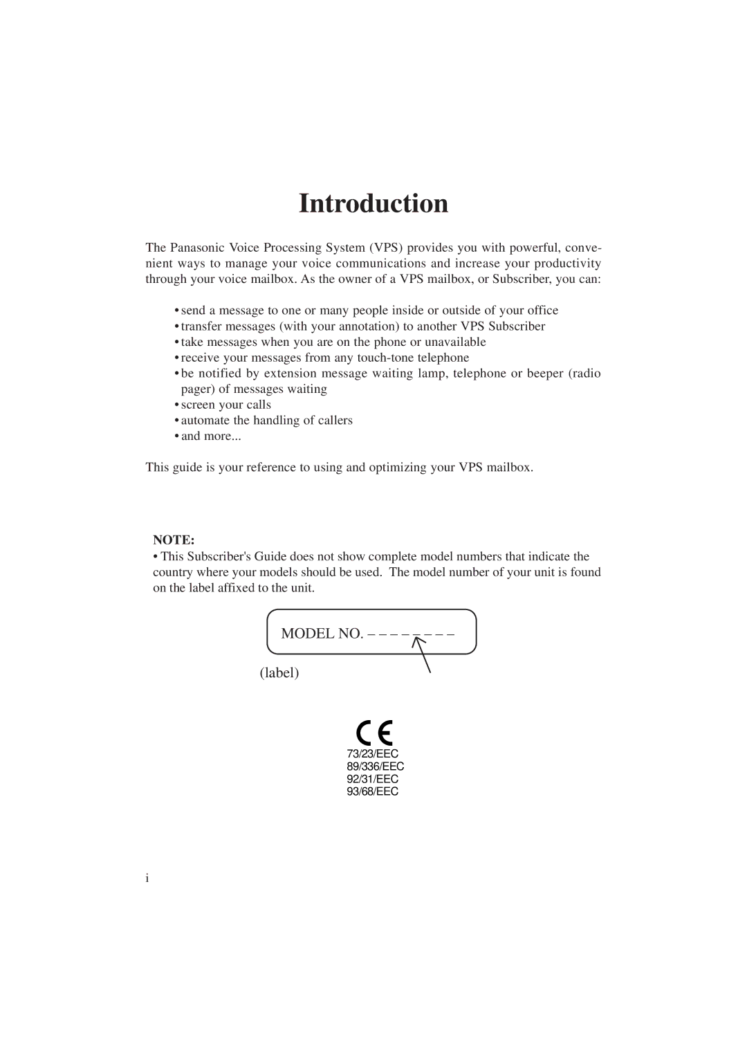 Panasonic KX-TVP200E manual Introduction 