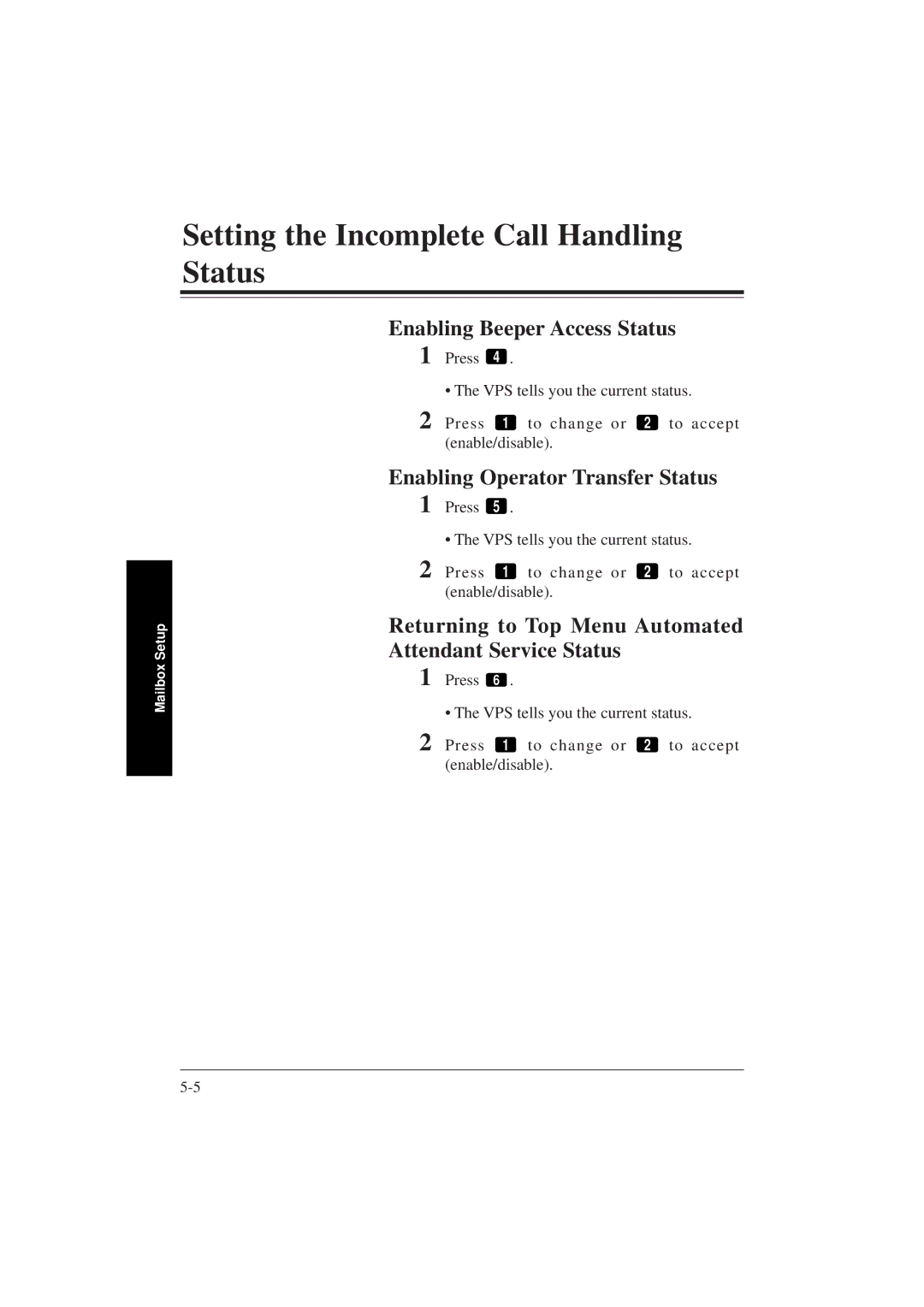 Panasonic KX-TVP200E manual Enabling Beeper Access Status, Enabling Operator Transfer Status 