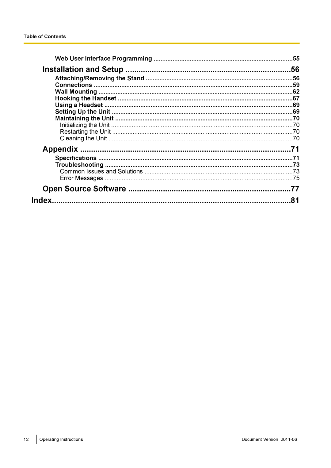 Panasonic KX-UT133, KX-UT113, KX-UT136, KX-UT123 manual Web User Interface Programming 