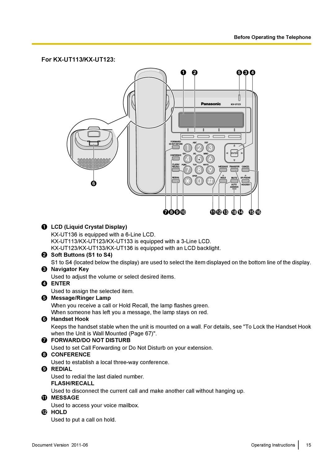 Panasonic KX-UT133, KX-UT136 manual For KX-UT113/KX-UT123 