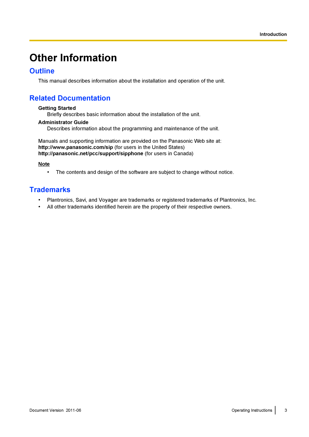 Panasonic KX-UT123, KX-UT133, KX-UT113, KX-UT136 manual Other Information, Outline, Related Documentation, Trademarks 