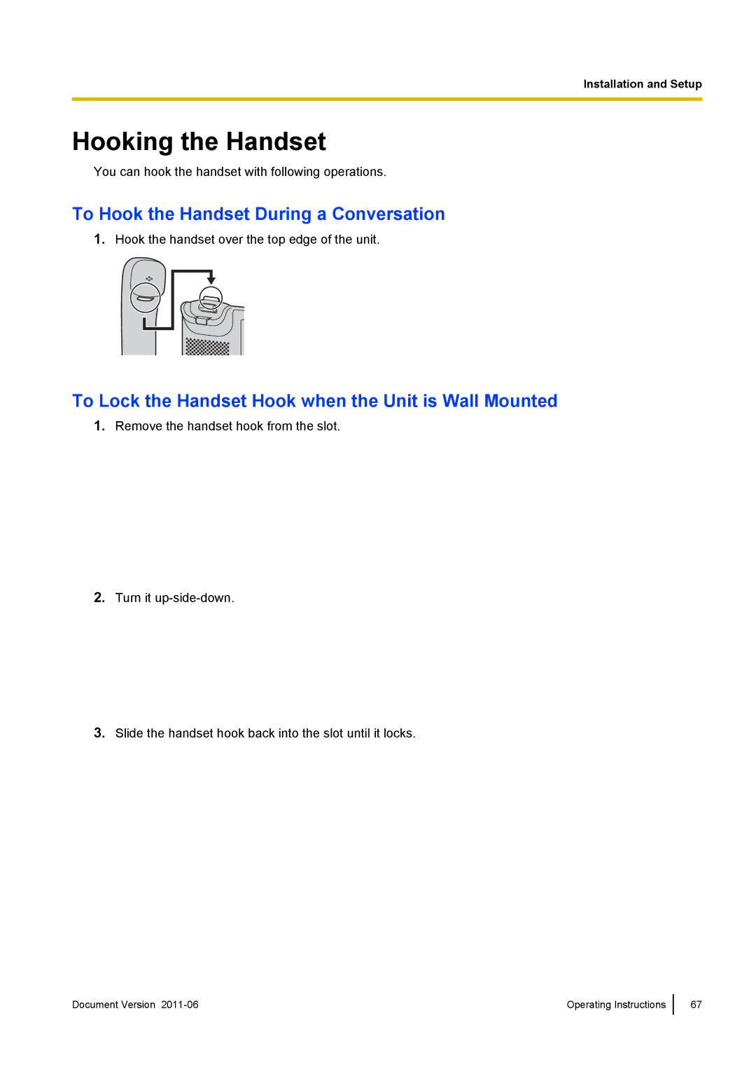 Panasonic KX-UT123, KX-UT133, KX-UT113, KX-UT136 manual Hooking the Handset, To Hook the Handset During a Conversation 