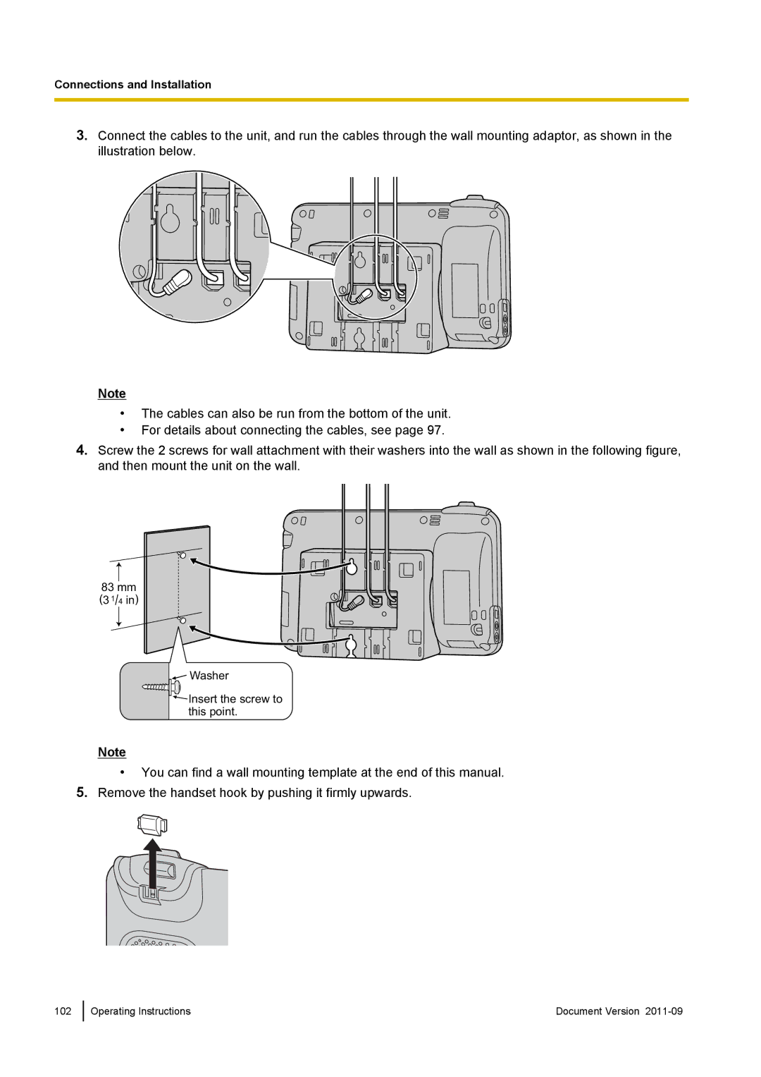 Panasonic KX-UT670 operating instructions mm Washer Insert the screw to this point 