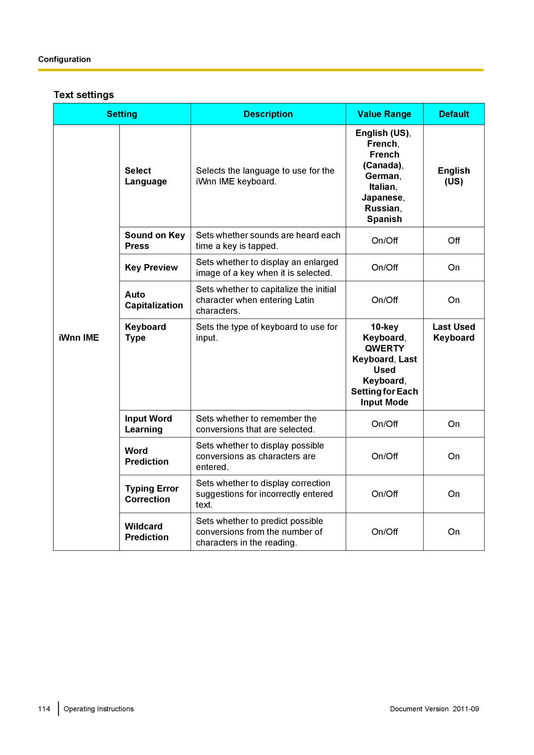 Panasonic KX-UT670 operating instructions Text settings 