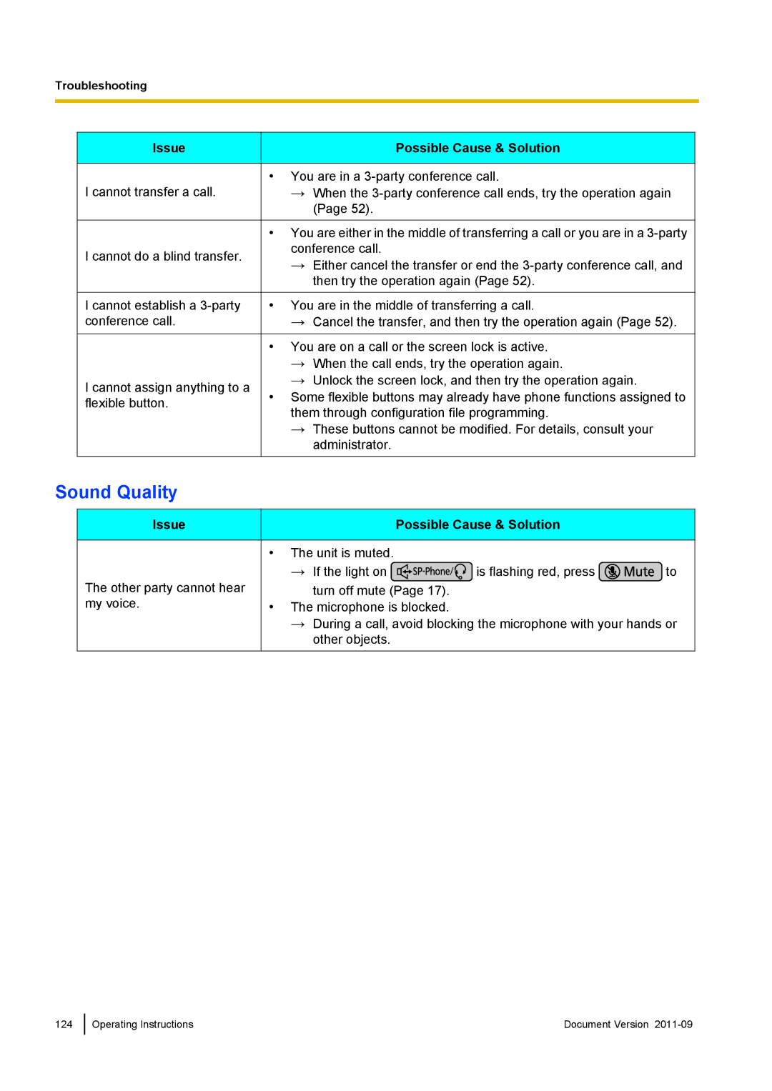 Panasonic KX-UT670 operating instructions Sound Quality 