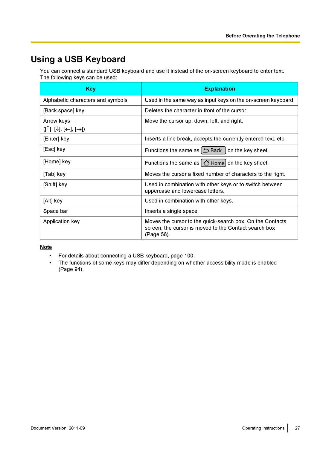 Panasonic KX-UT670 operating instructions Using a USB Keyboard 