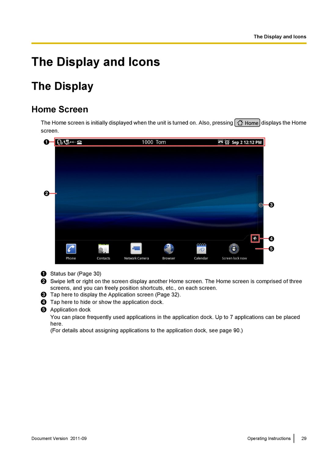 Panasonic KX-UT670 operating instructions Display and Icons, Home Screen 