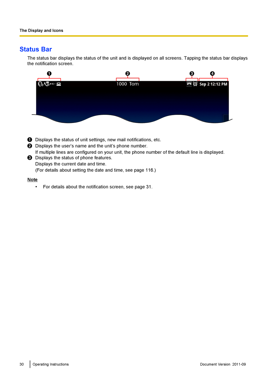 Panasonic KX-UT670 operating instructions Status Bar, Abc D 