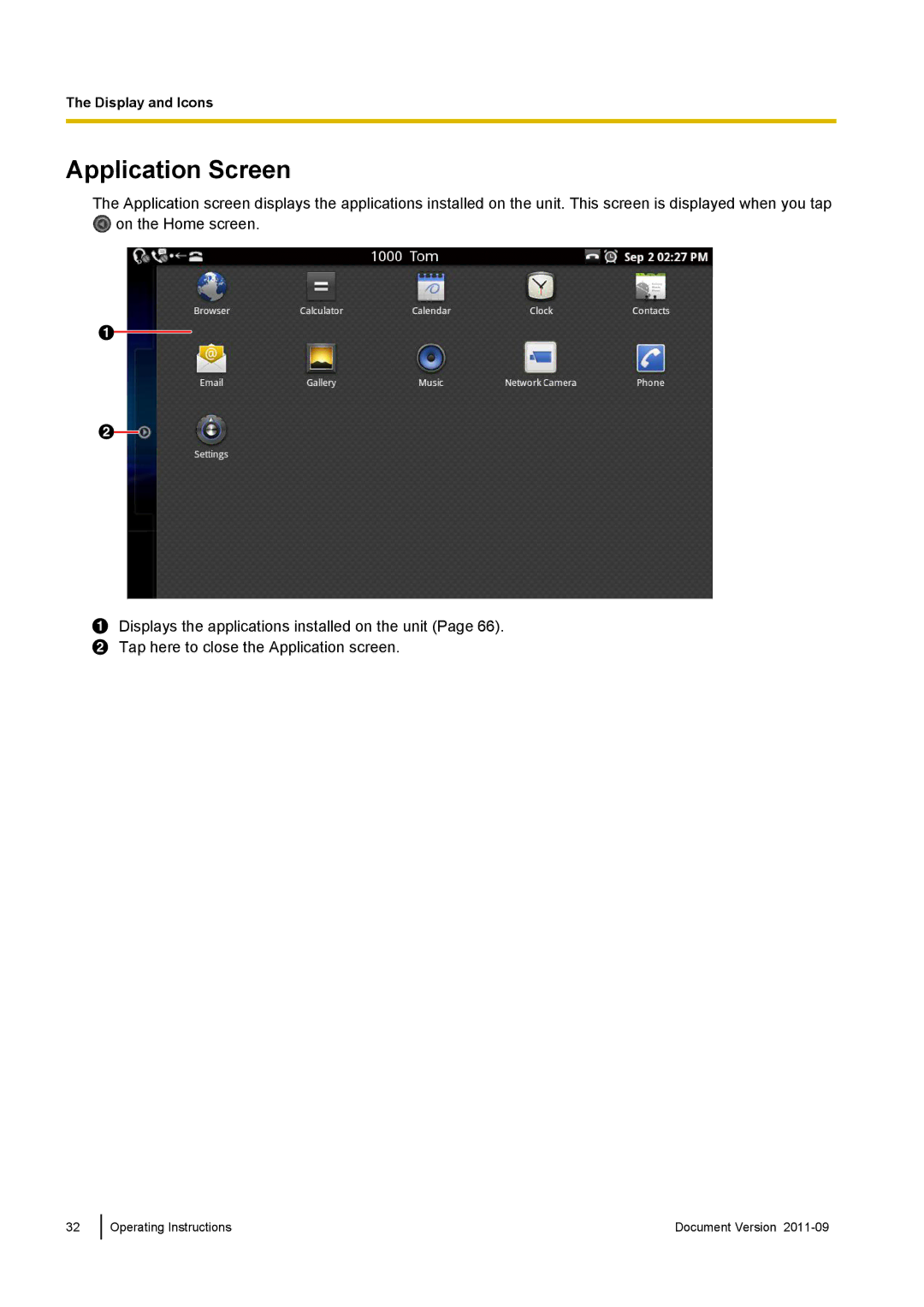 Panasonic KX-UT670 operating instructions Application Screen 