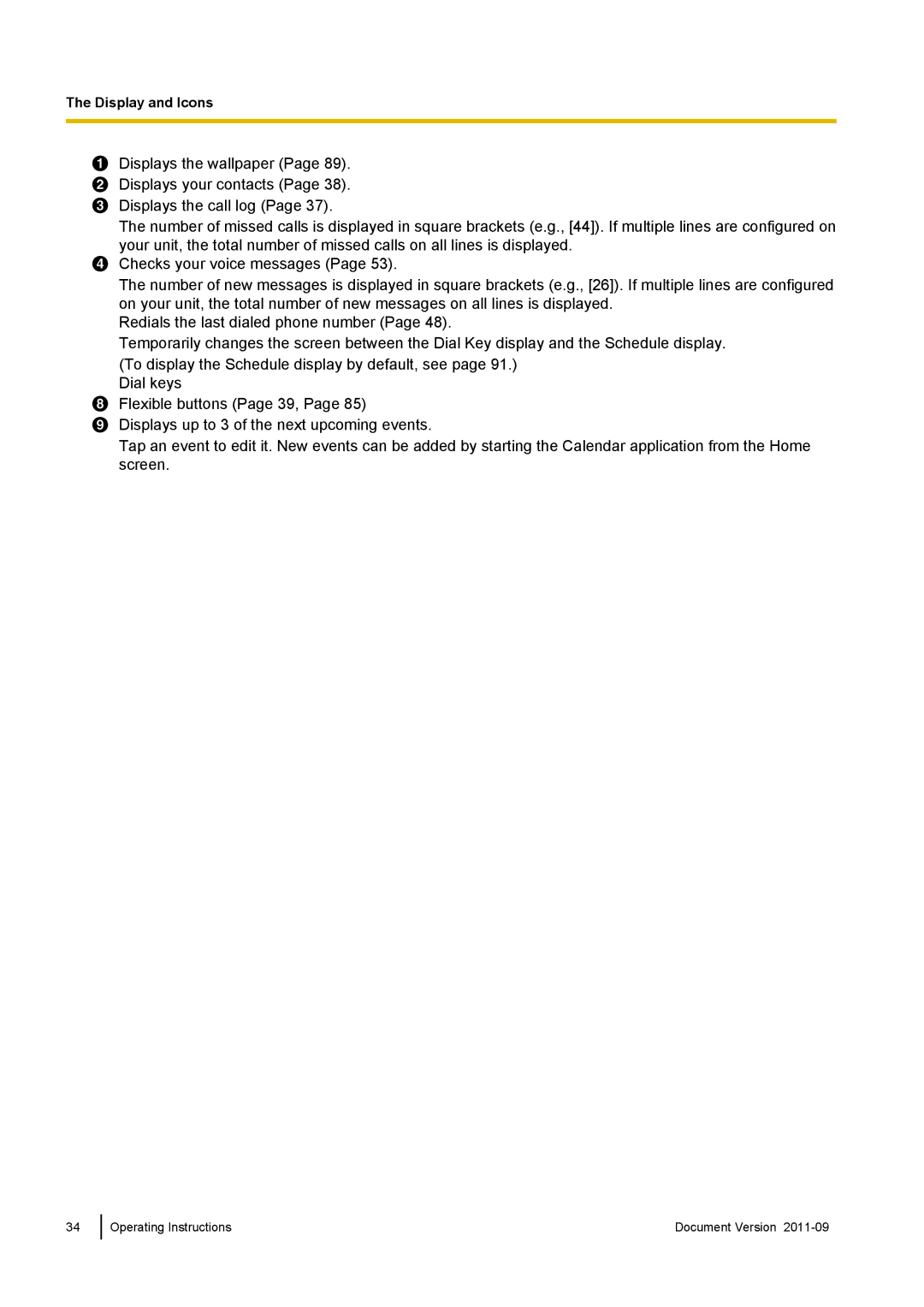 Panasonic KX-UT670 operating instructions Display and Icons 