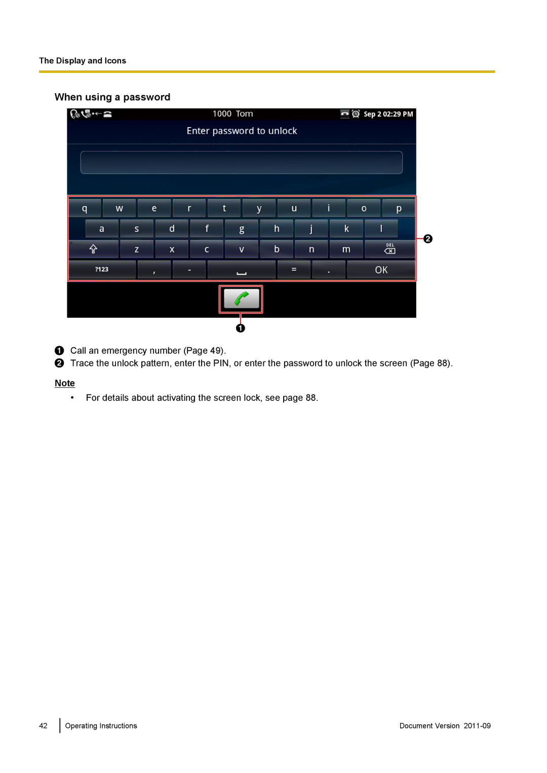 Panasonic KX-UT670 operating instructions When using a password 