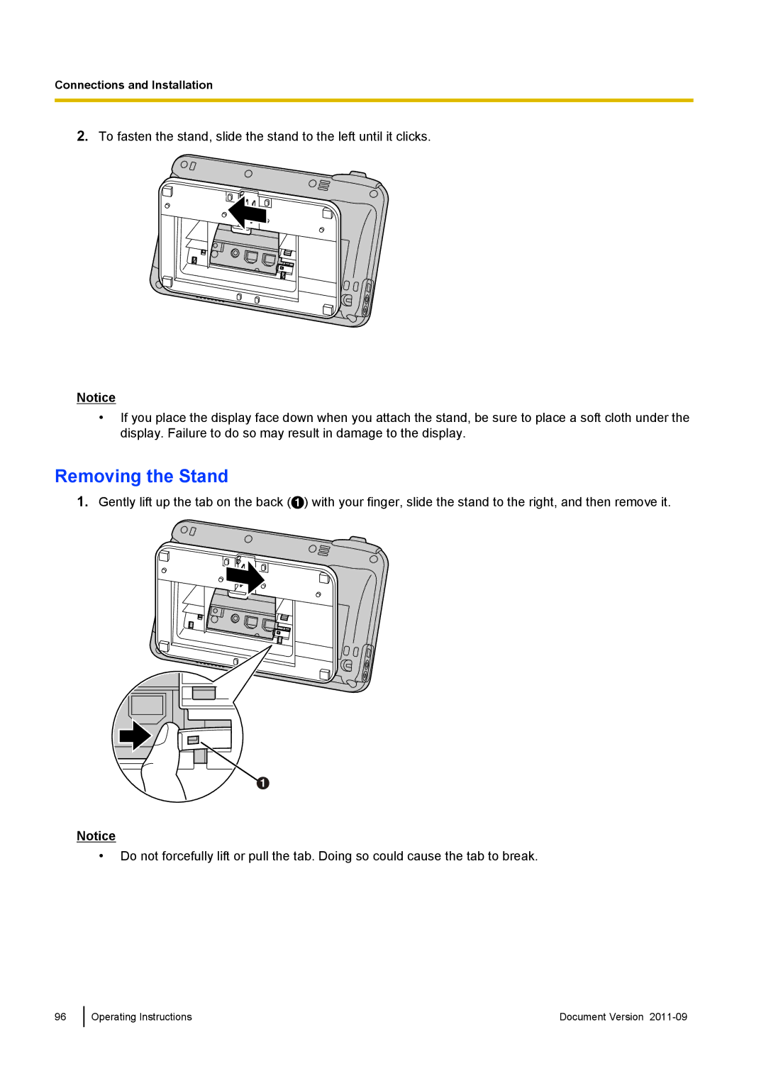 Panasonic KX-UT670 operating instructions Removing the Stand 