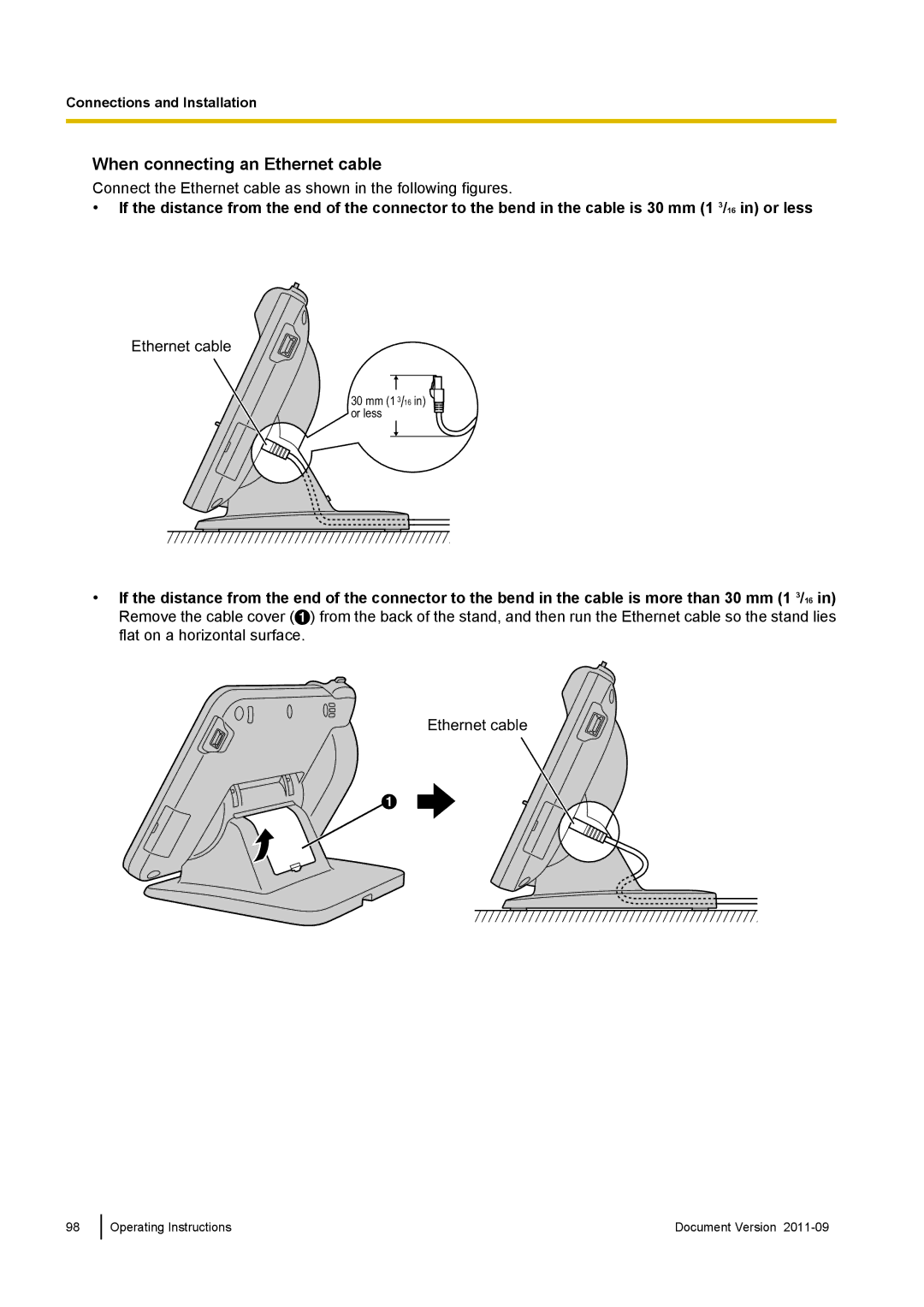 Panasonic KX-UT670 operating instructions When connecting an Ethernet cable 