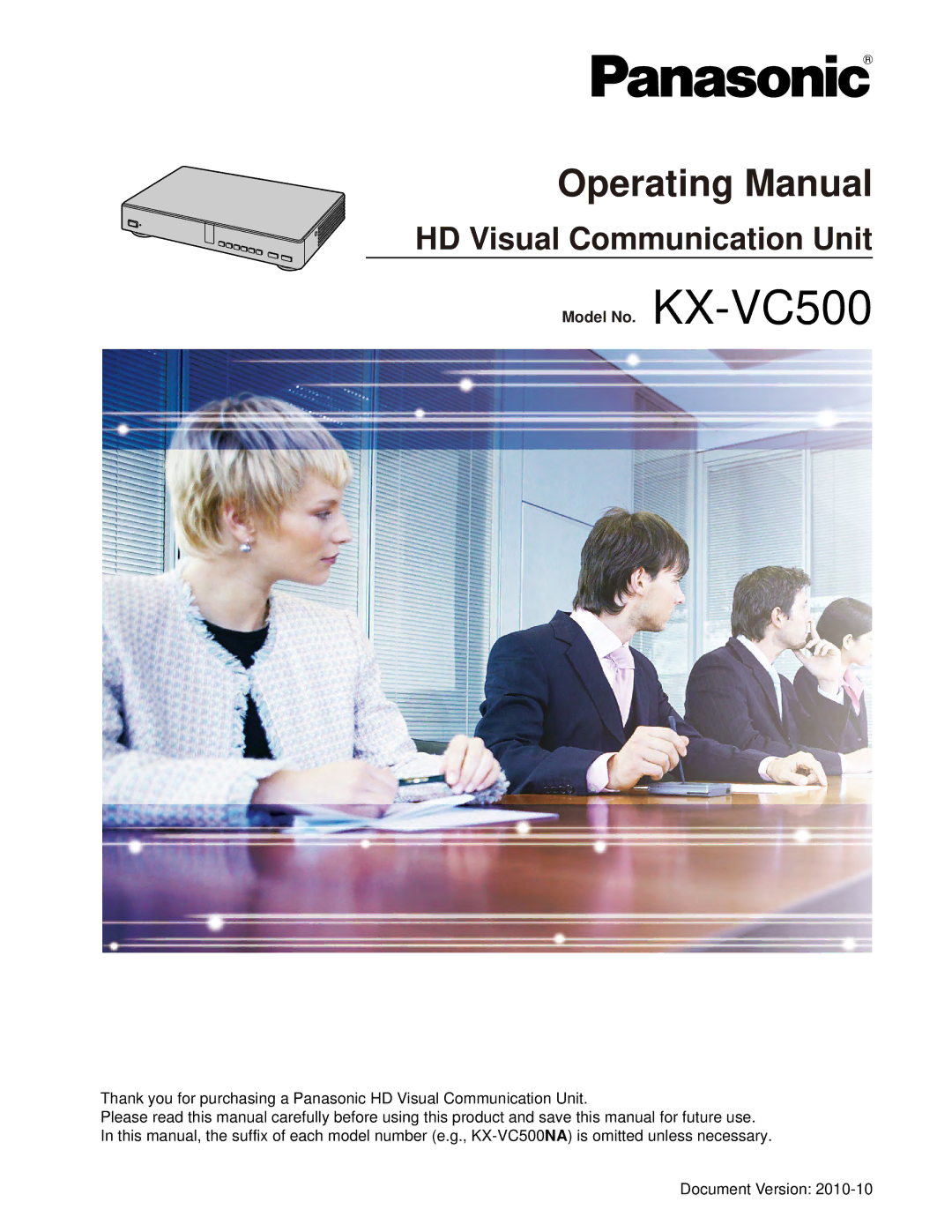 Panasonic KX-VC500 manual Operating Manual 