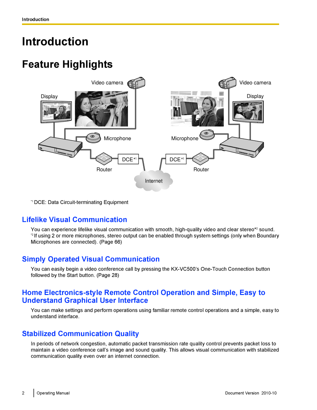 Panasonic KX-VC500 manual Feature Highlights, Lifelike Visual Communication, Simply Operated Visual Communication 