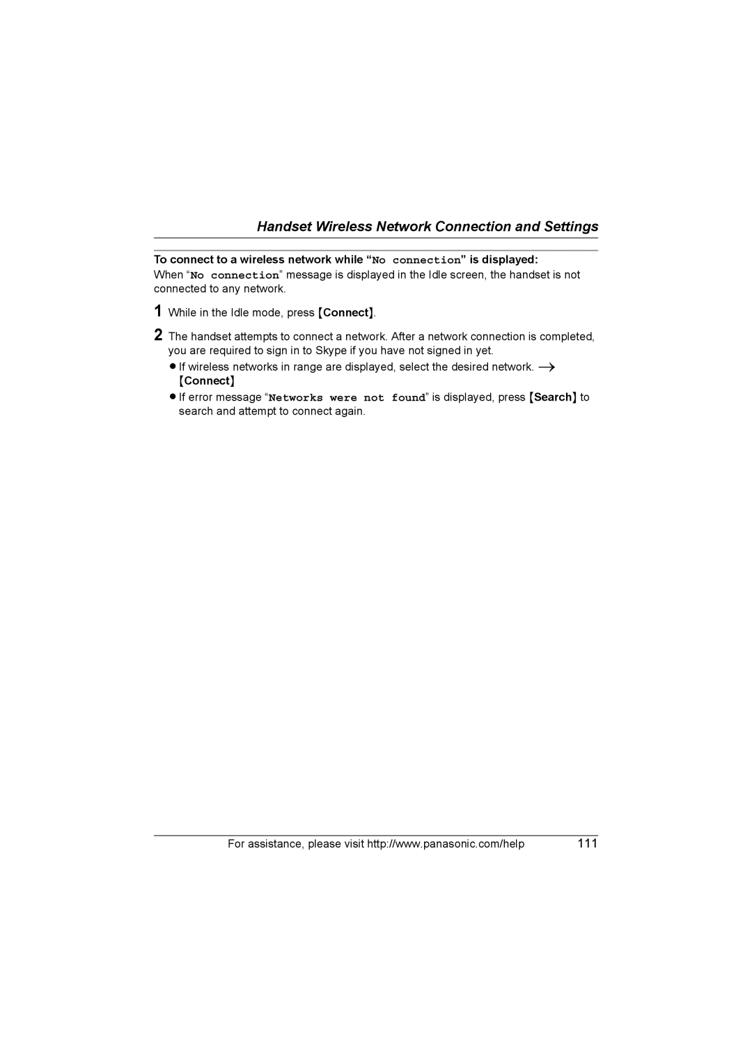 Panasonic KX WP1050 operating instructions 111 