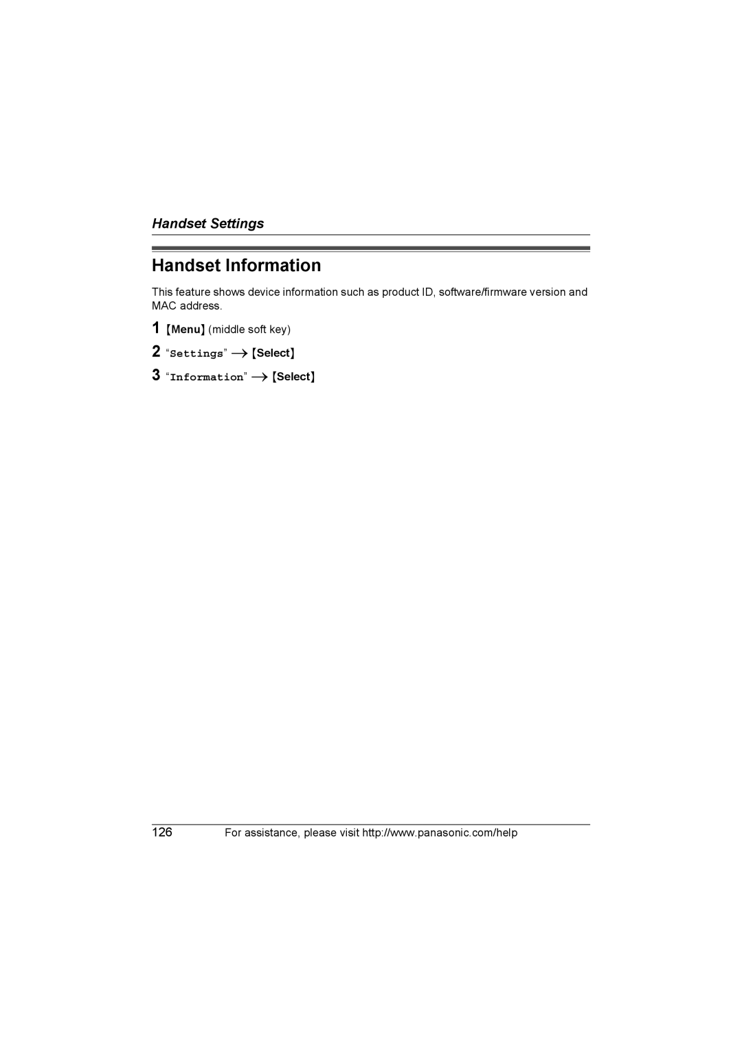 Panasonic KX WP1050 operating instructions Handset Information, Settings iSelect Information iSelect 