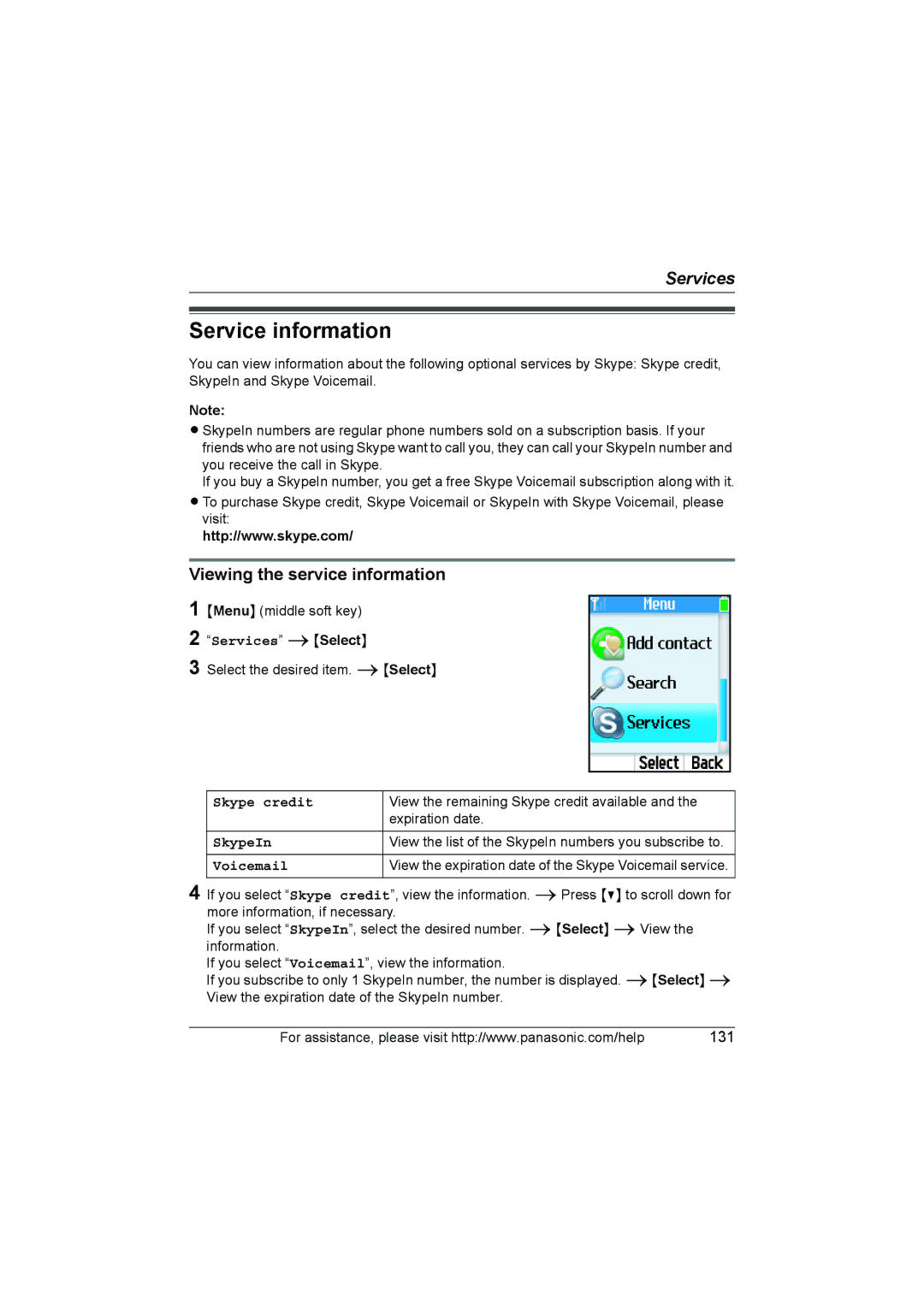 Panasonic KX WP1050 operating instructions Service information, Viewing the service information 