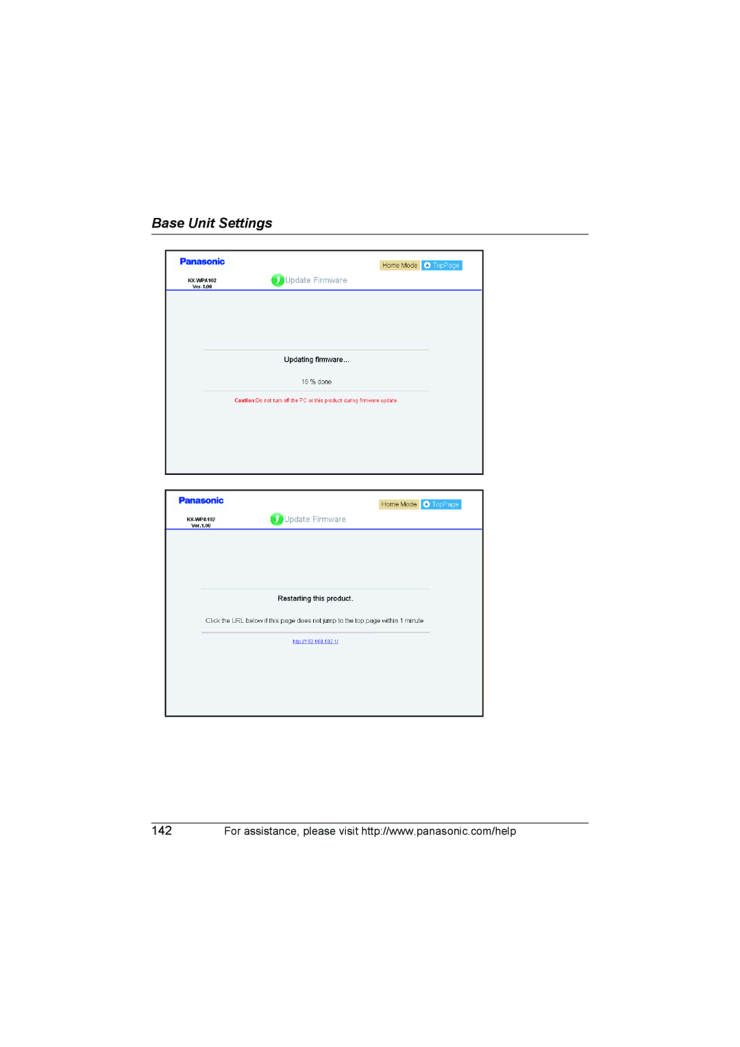 Panasonic KX WP1050 operating instructions Base Unit Settings 