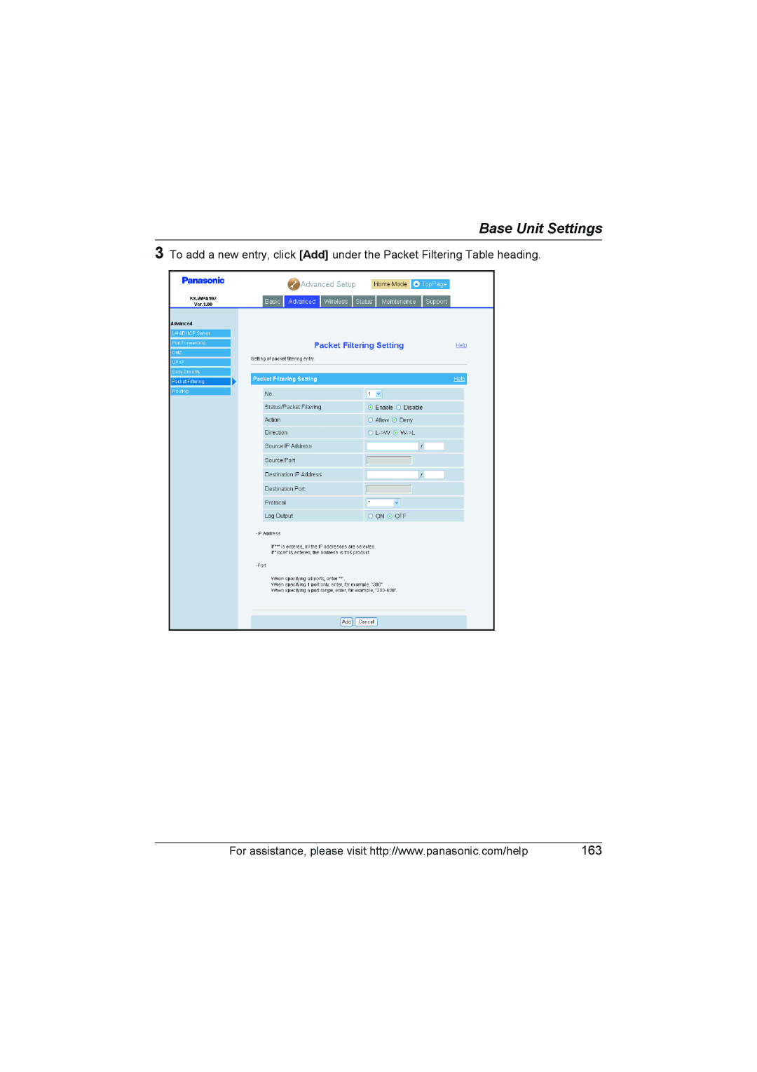 Panasonic KX WP1050 operating instructions 163 