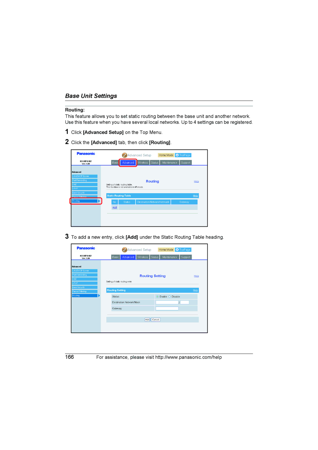 Panasonic KX WP1050 operating instructions Routing 