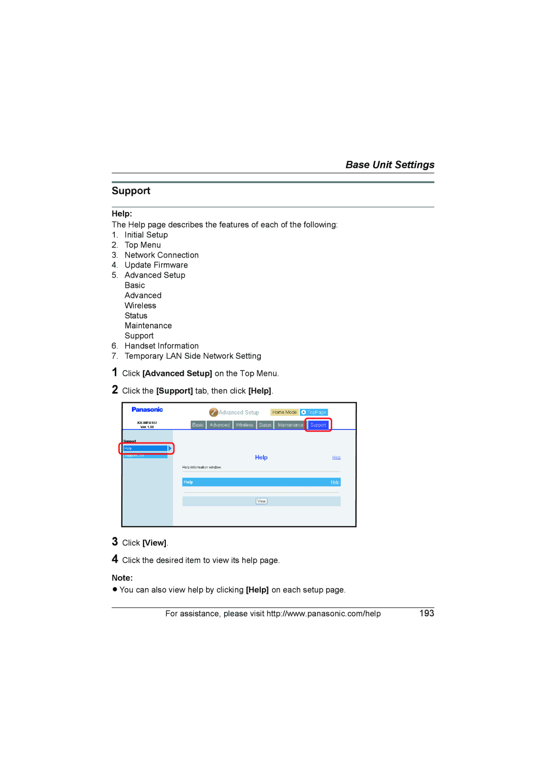 Panasonic KX WP1050 operating instructions Support, Help 