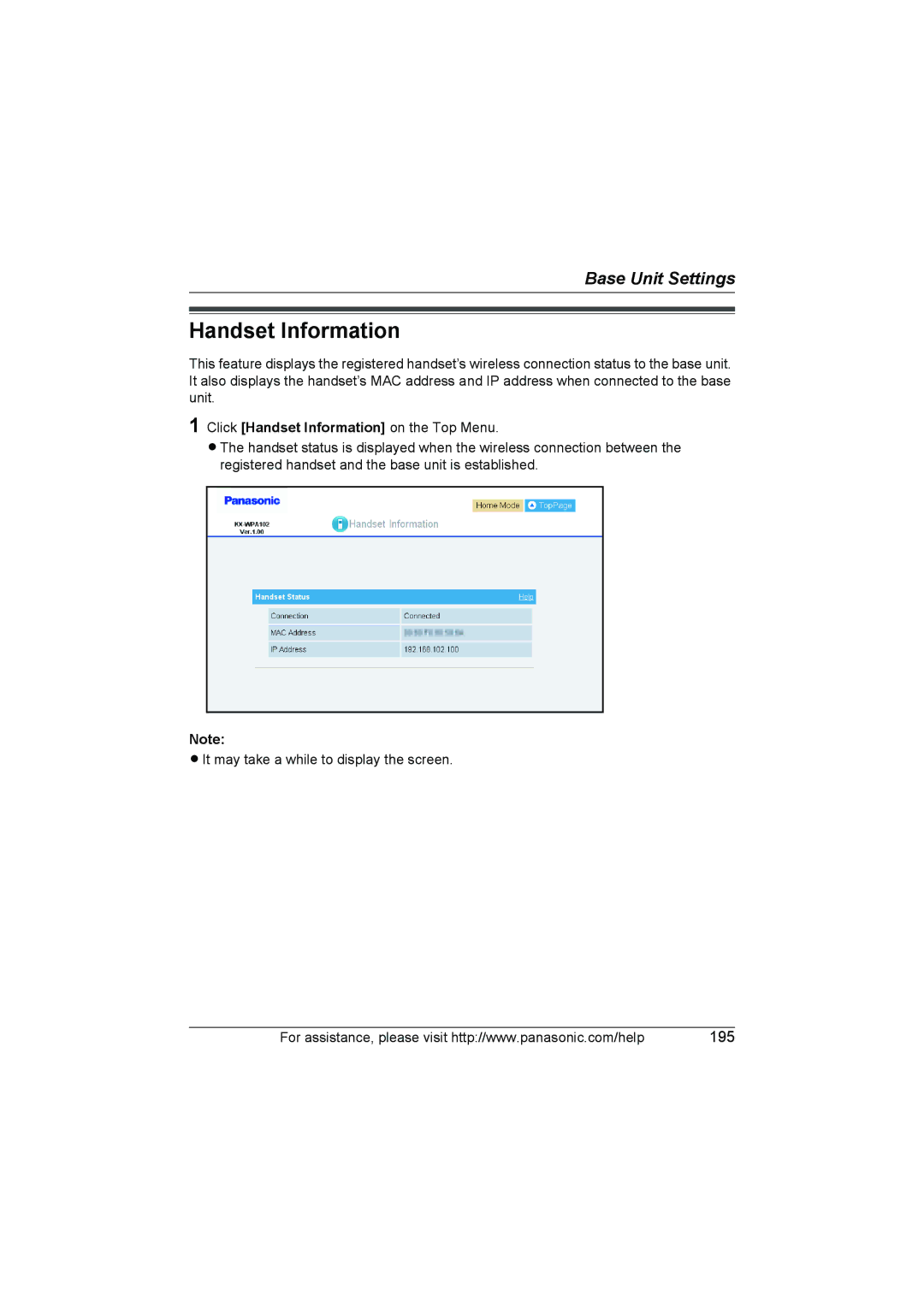 Panasonic KX WP1050 operating instructions 195 