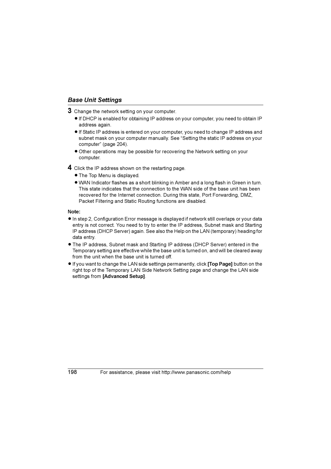 Panasonic KX WP1050 operating instructions Base Unit Settings 